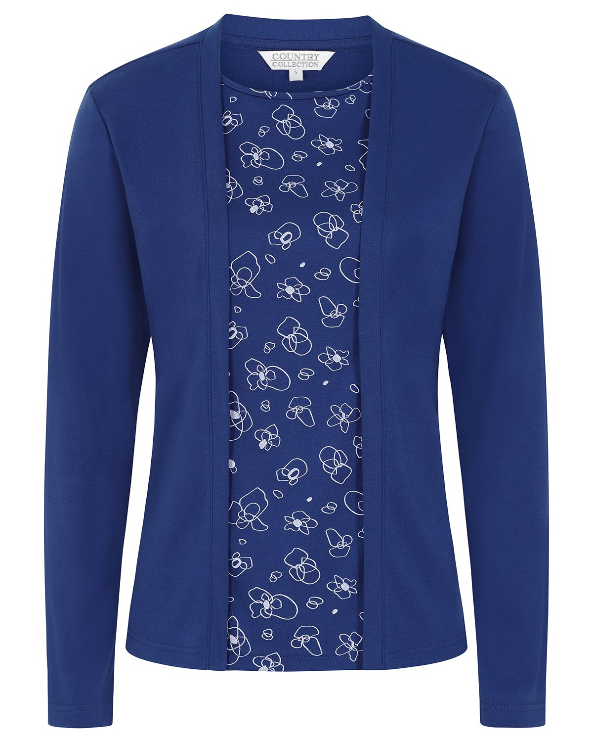 Mock Cardigan Patterned Layer Top - Image 2 - Country Collection