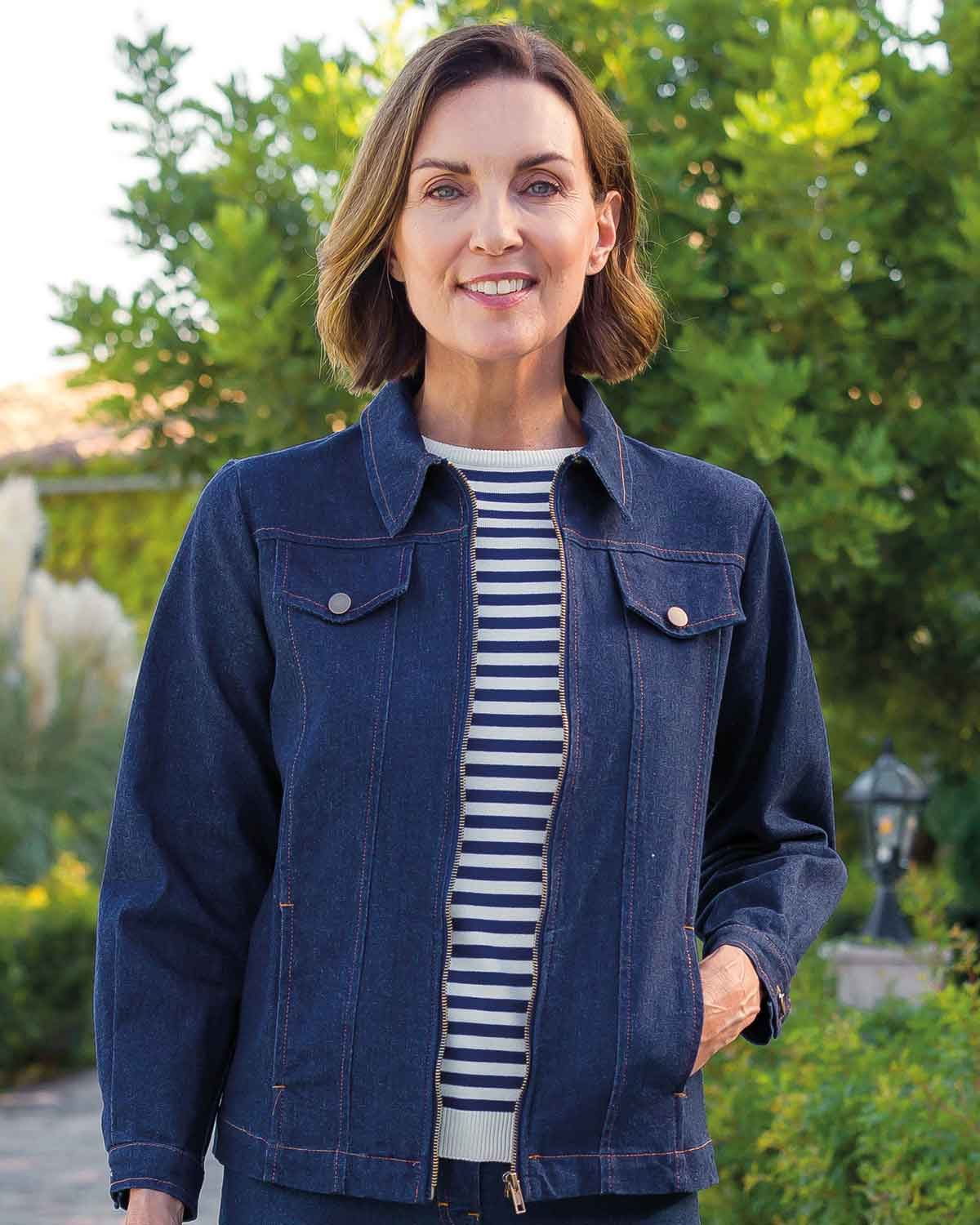 Ladies Zip Up Denim Jacket - Image 2 - Country Collection