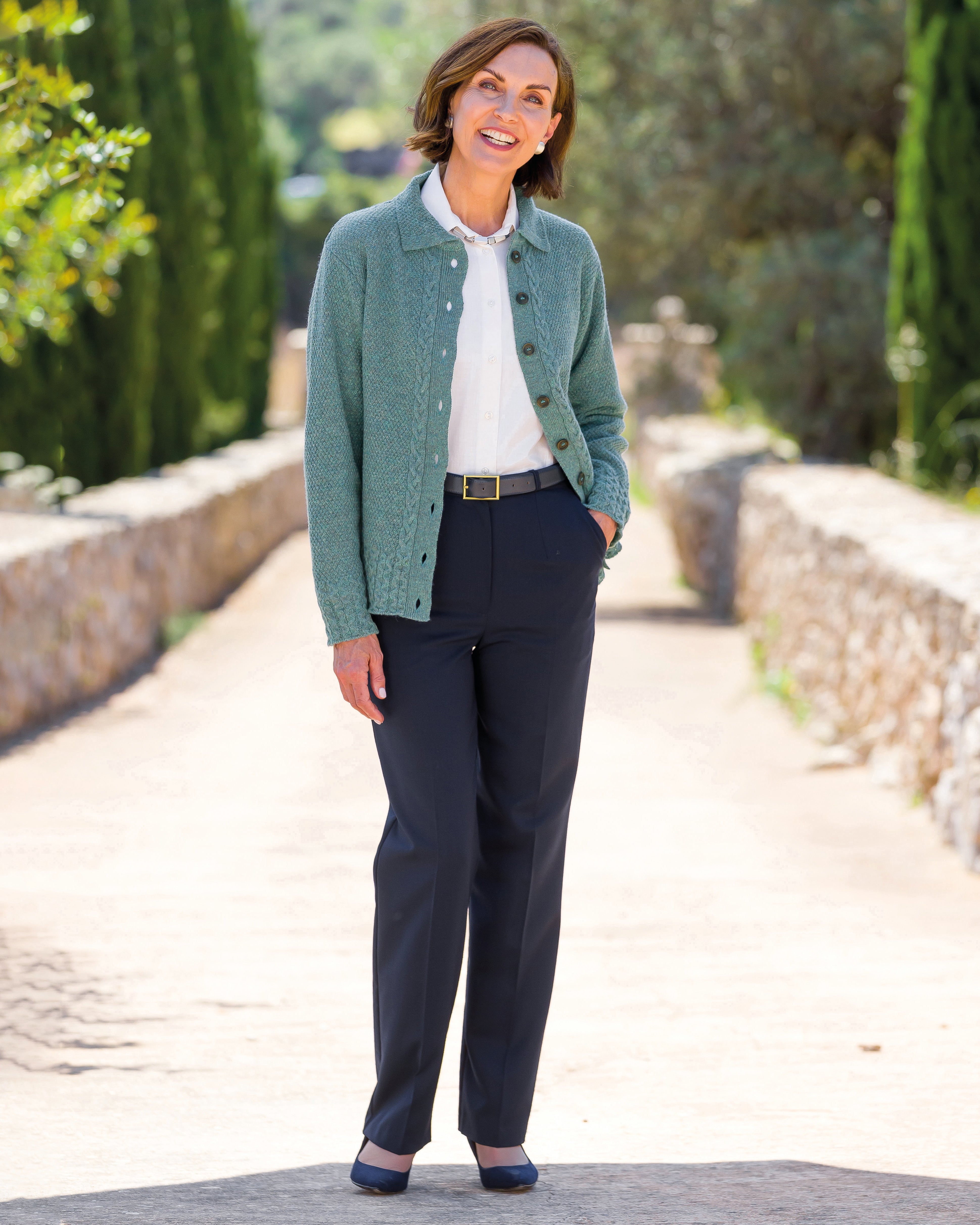 Ladies’ Wool Blend Flannel Trousers – Navy