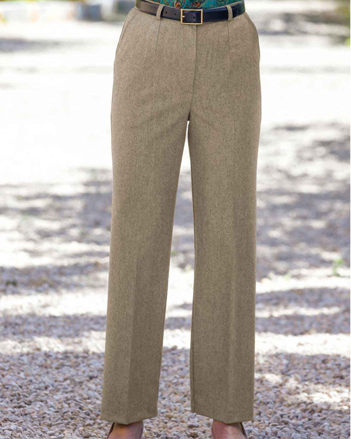 Ladies Flannel Trousers - Oatmeal - Country Collection