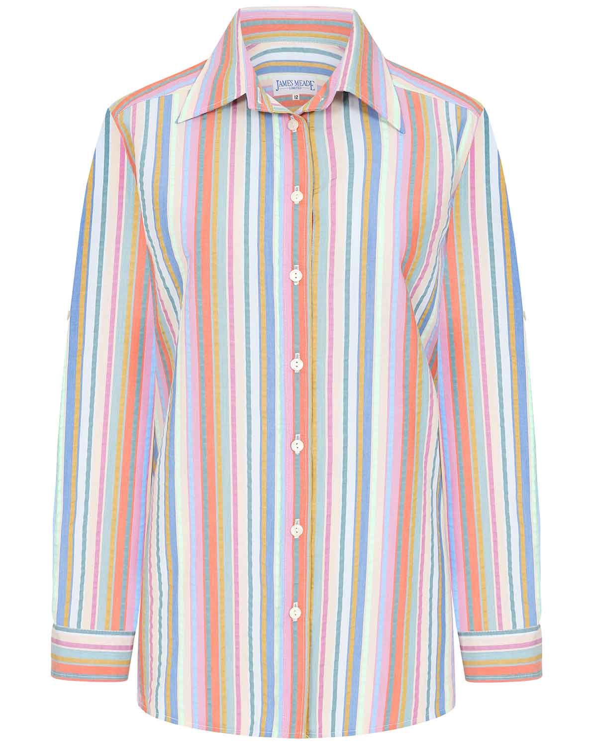 Lulu Pure Tencel Roll Sleeve Striped Blouse - Image 3 - Country Collection