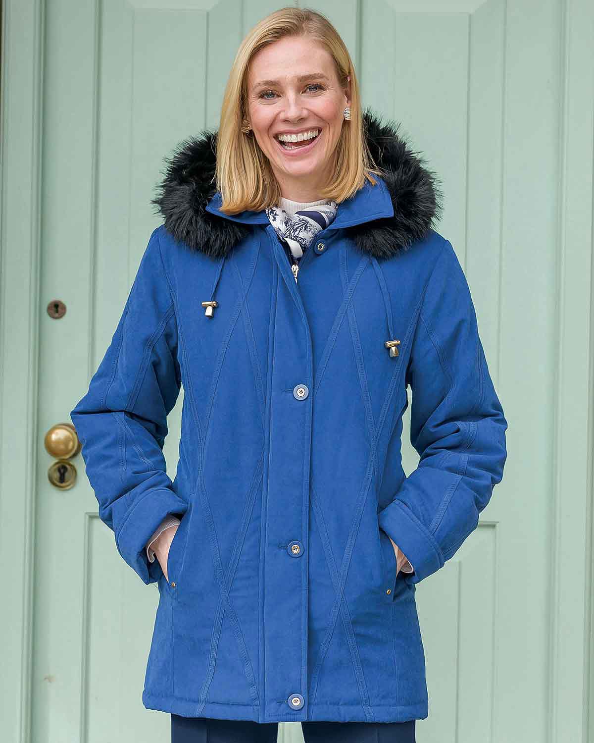 Nora Soft Touch Fur Trimmed Coat - Country Collection