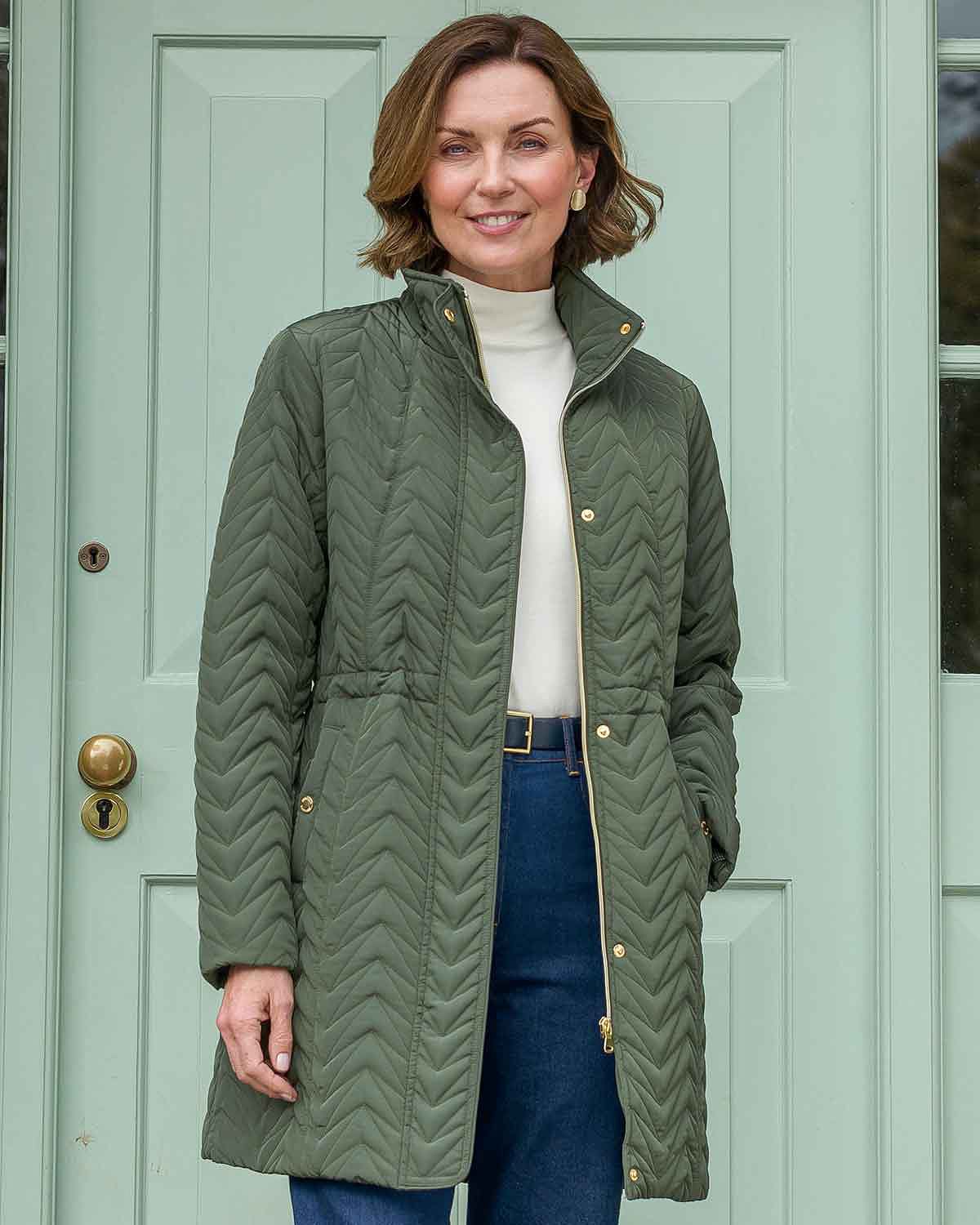 Delores Showerproof Quilted 3/4 Length Coat - Country Collection