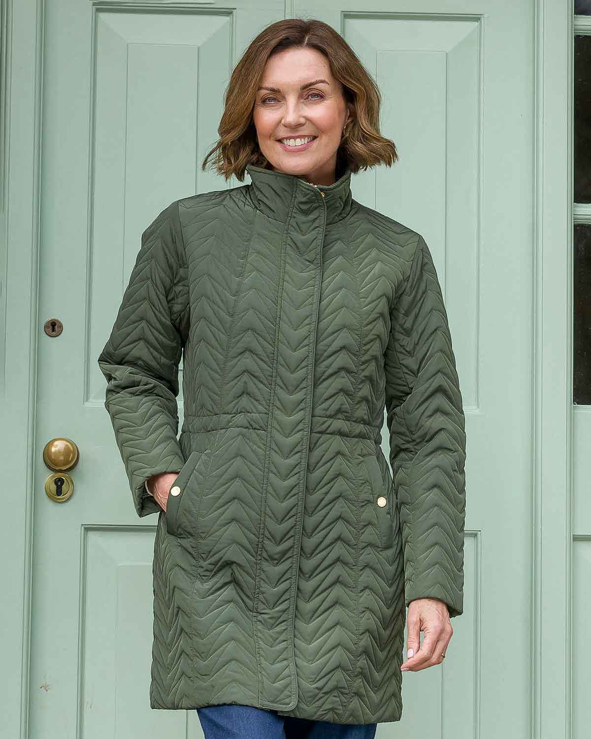 Delores Showerproof Quilted 3/4 Length Coat - Image 2 - Country Collection