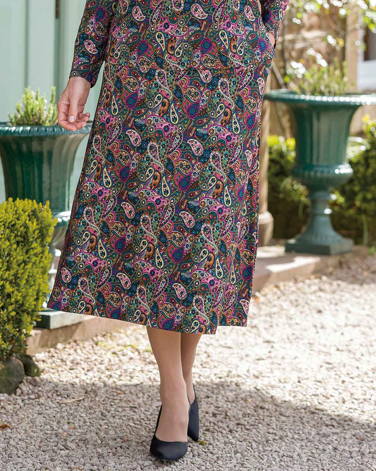 Rosalyn Patterned Viscose Pull On Skirt - Image 2 - Country Collection