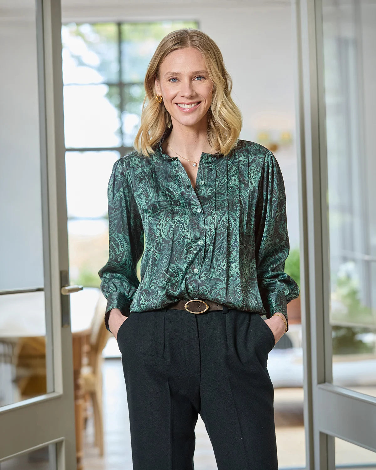 Jane Pie Frill Detail Pintuck Long Sleeve Blouse