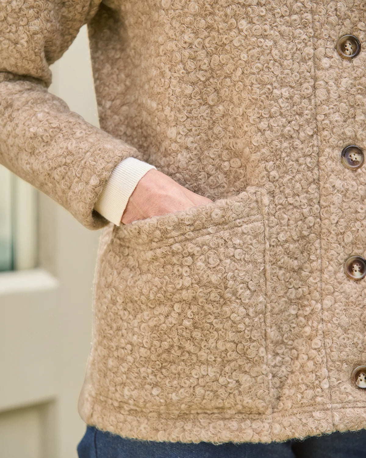 Judith Button Through Fleece Jacket - Camel