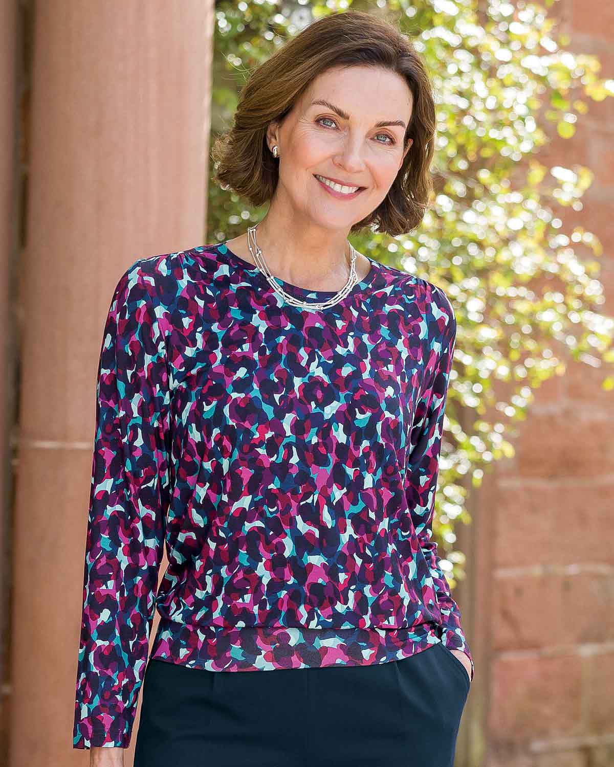 Darlene Patterned Viscose Long Sleeve Blouson - Image 2 - Country Collection