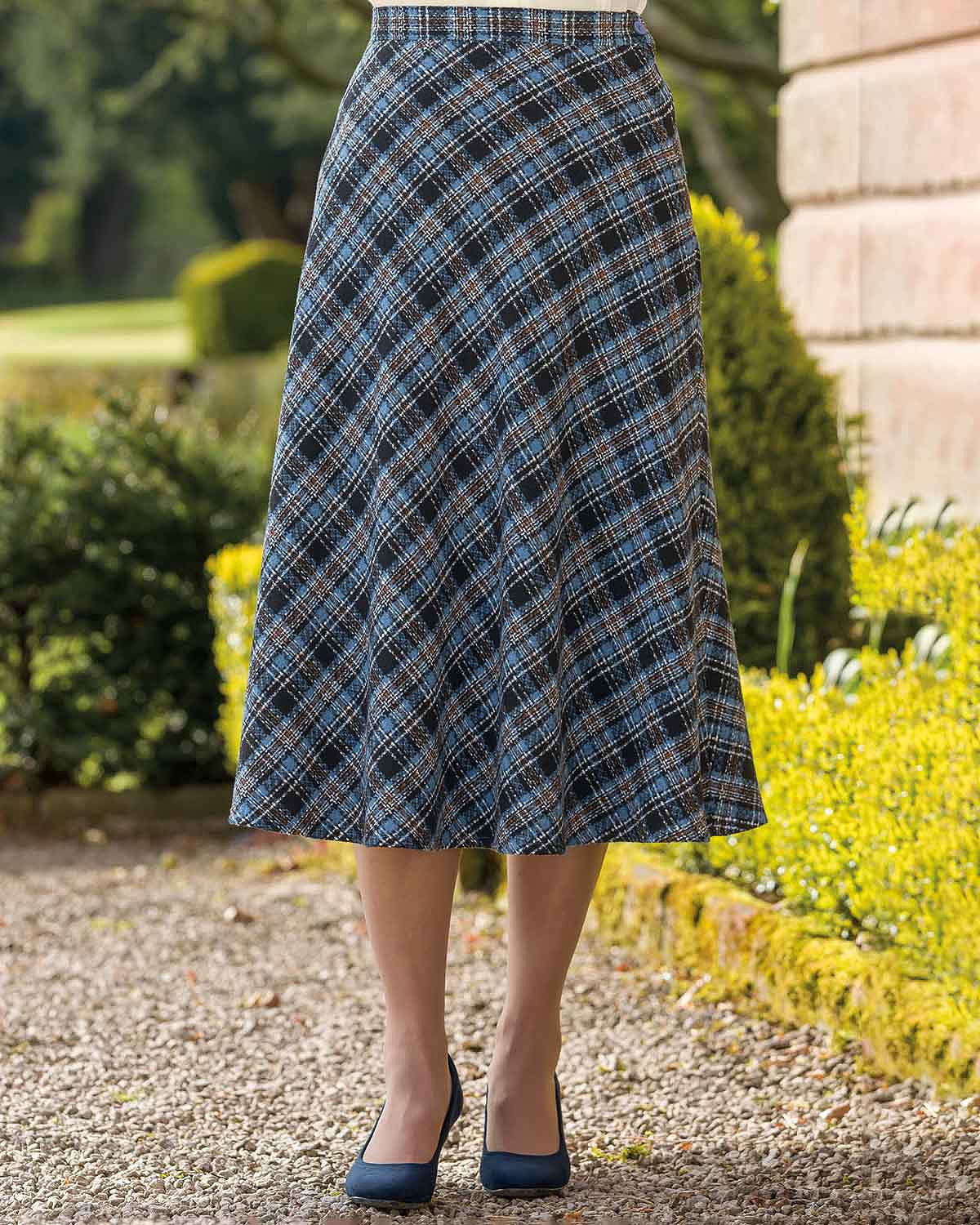 Lauder Wool Blend Checked Fully Lined Skirt - Country Collection