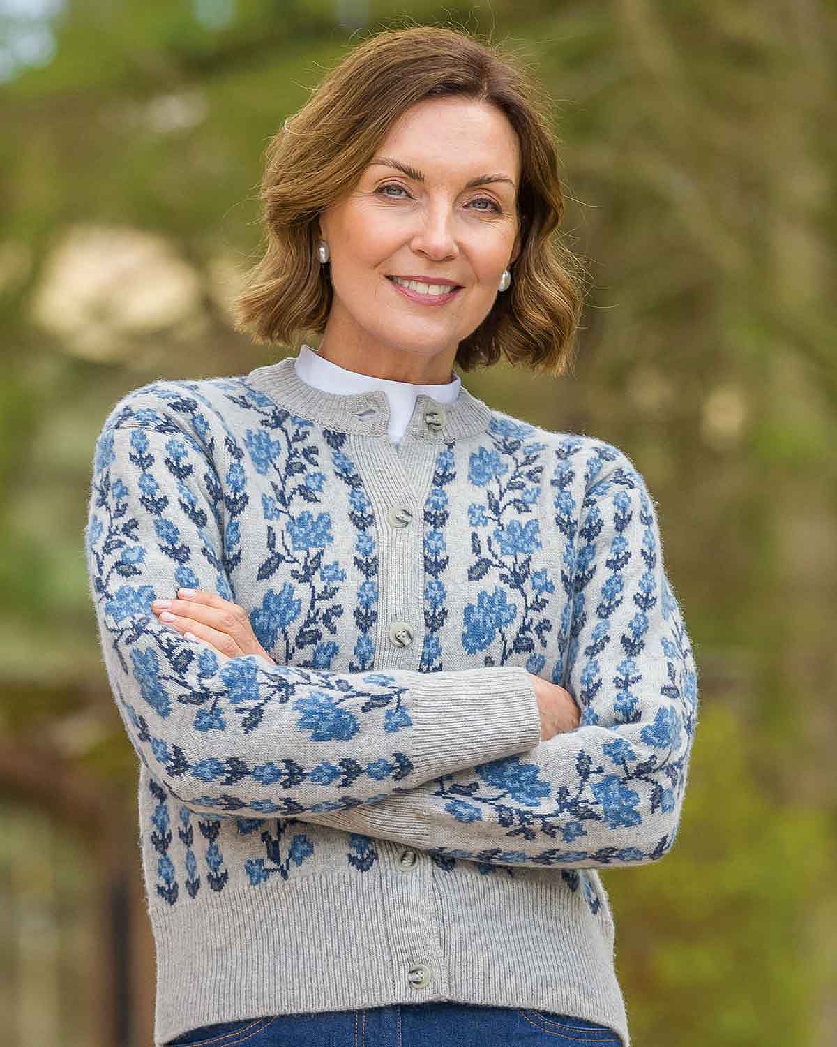 Melina Long Sleeved Floral Lambswool Cardigan - Image 2 - Country Collection