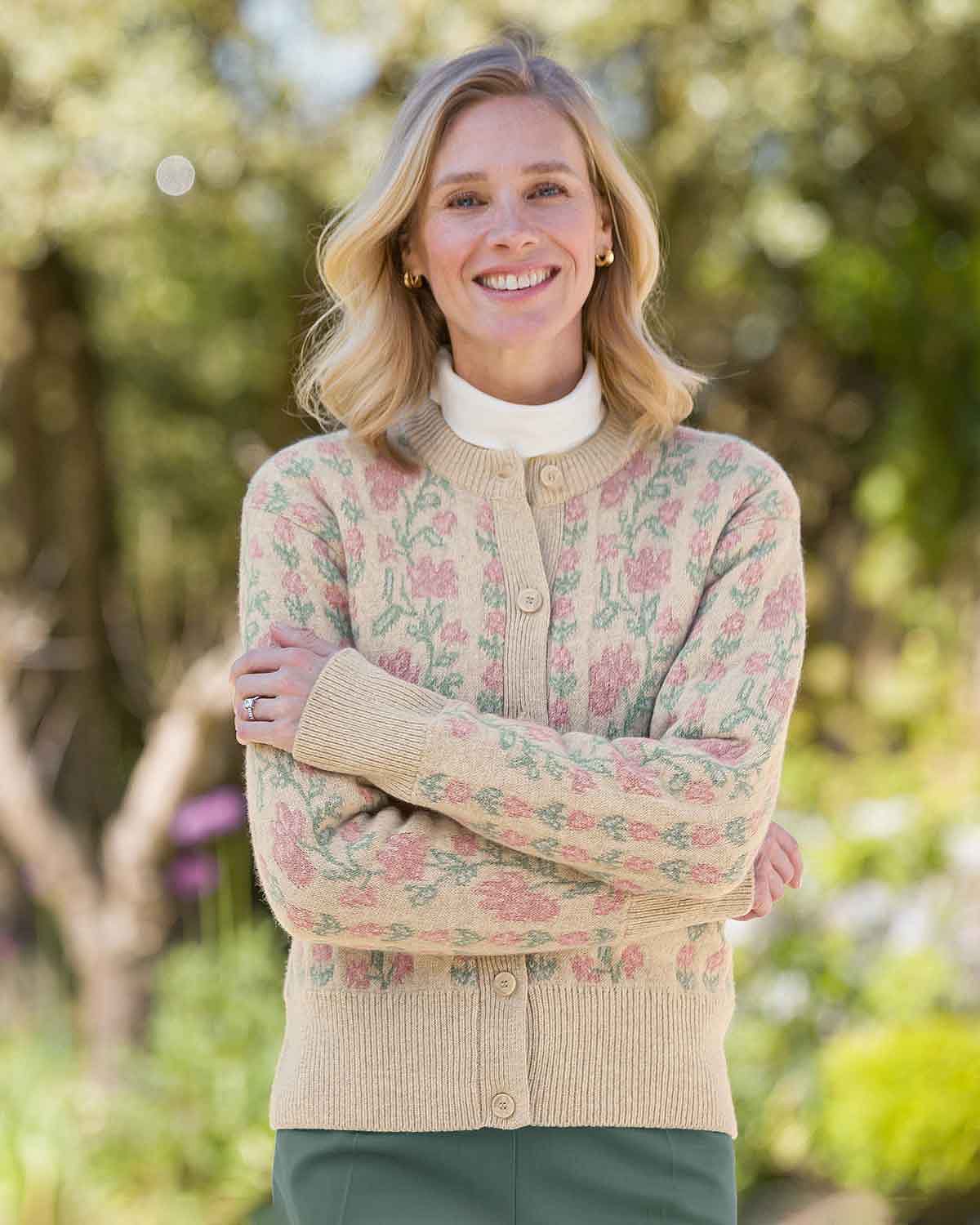 Melina Long Sleeved Floral Lambswool Cardigan - Image 2 - Country Collection
