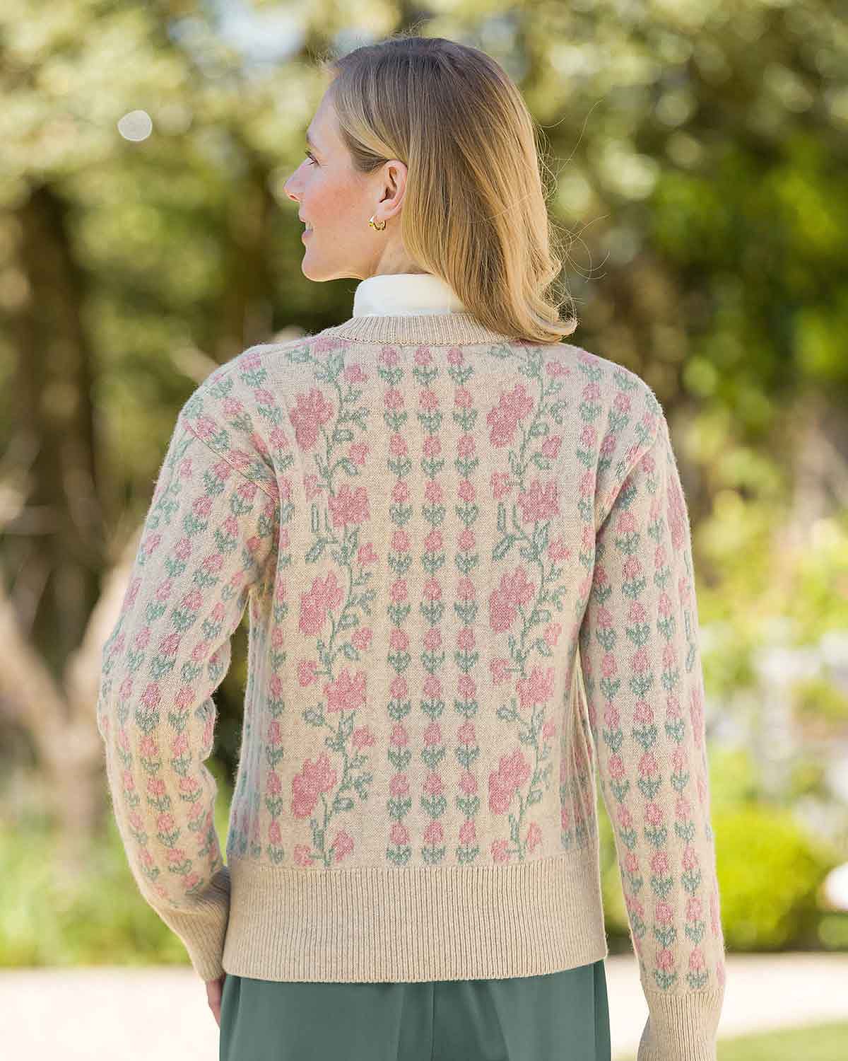 Melina Long Sleeved Floral Lambswool Cardigan - Image 3 - Country Collection