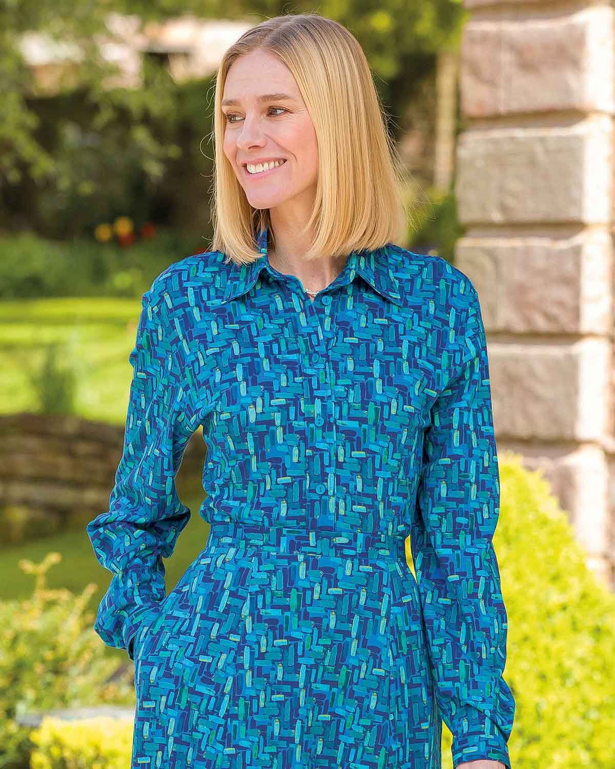 Sydney Patterned Pure Cotton Long Sleeve Blouse - Image 2 - Country Collection
