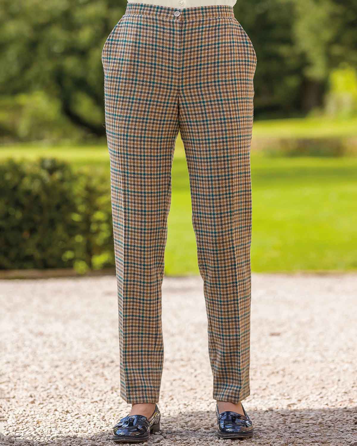 Peebles Wool Blend Checked Trousers - Country Collection