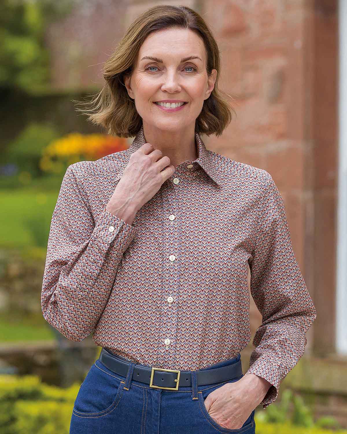 Jolene Patterned Cotton Long Sleeve Blouse - Country Collection