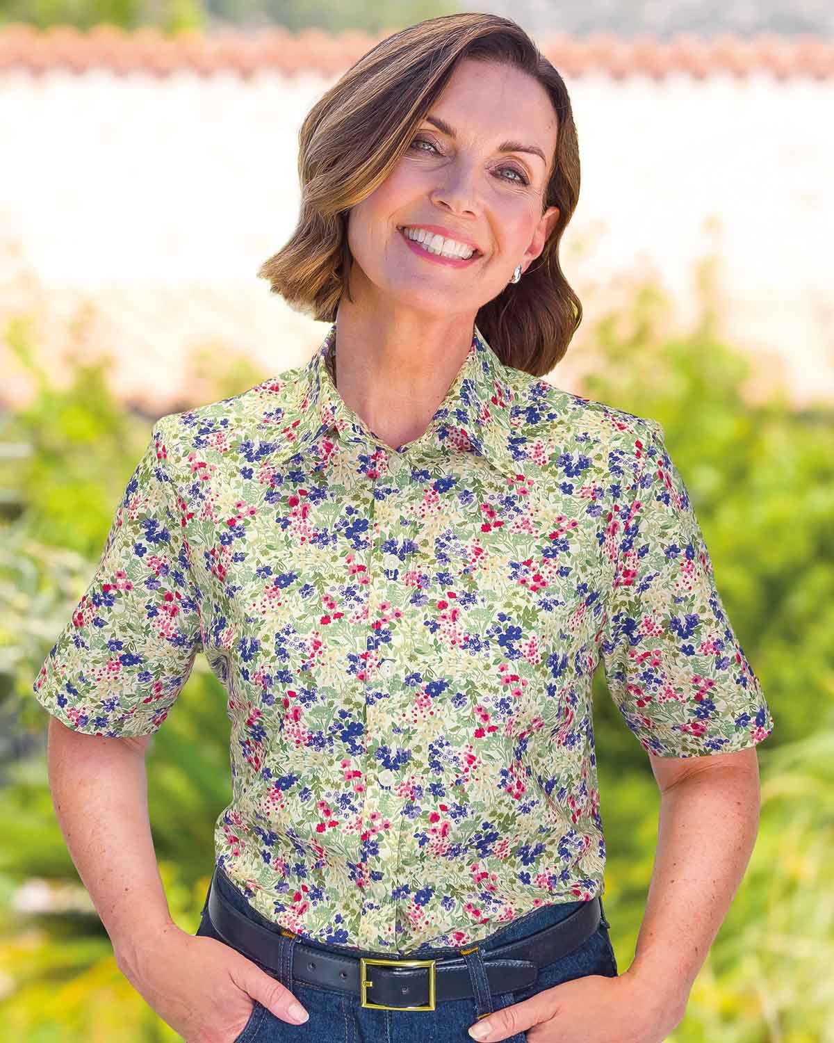 Shona Pure Cotton Short Sleeved Floral Blouse - Country Collection