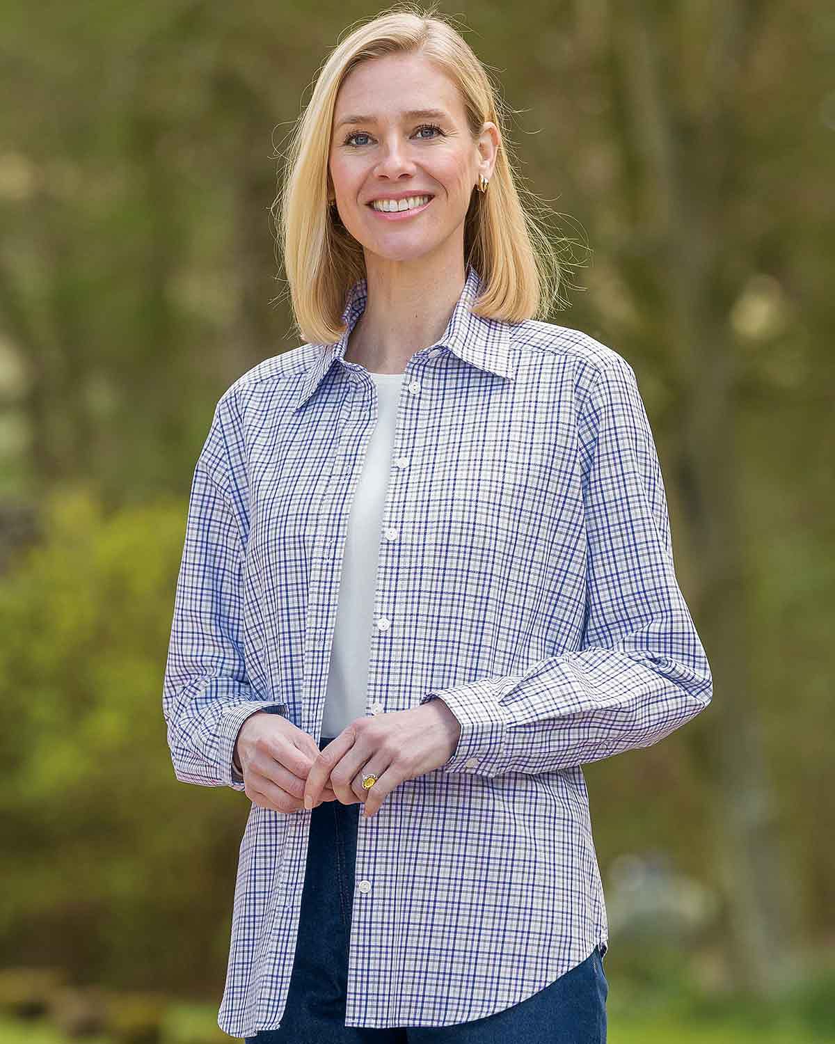 Carol Pure Cotton Long Sleeved Checked Blouse - Country Collection