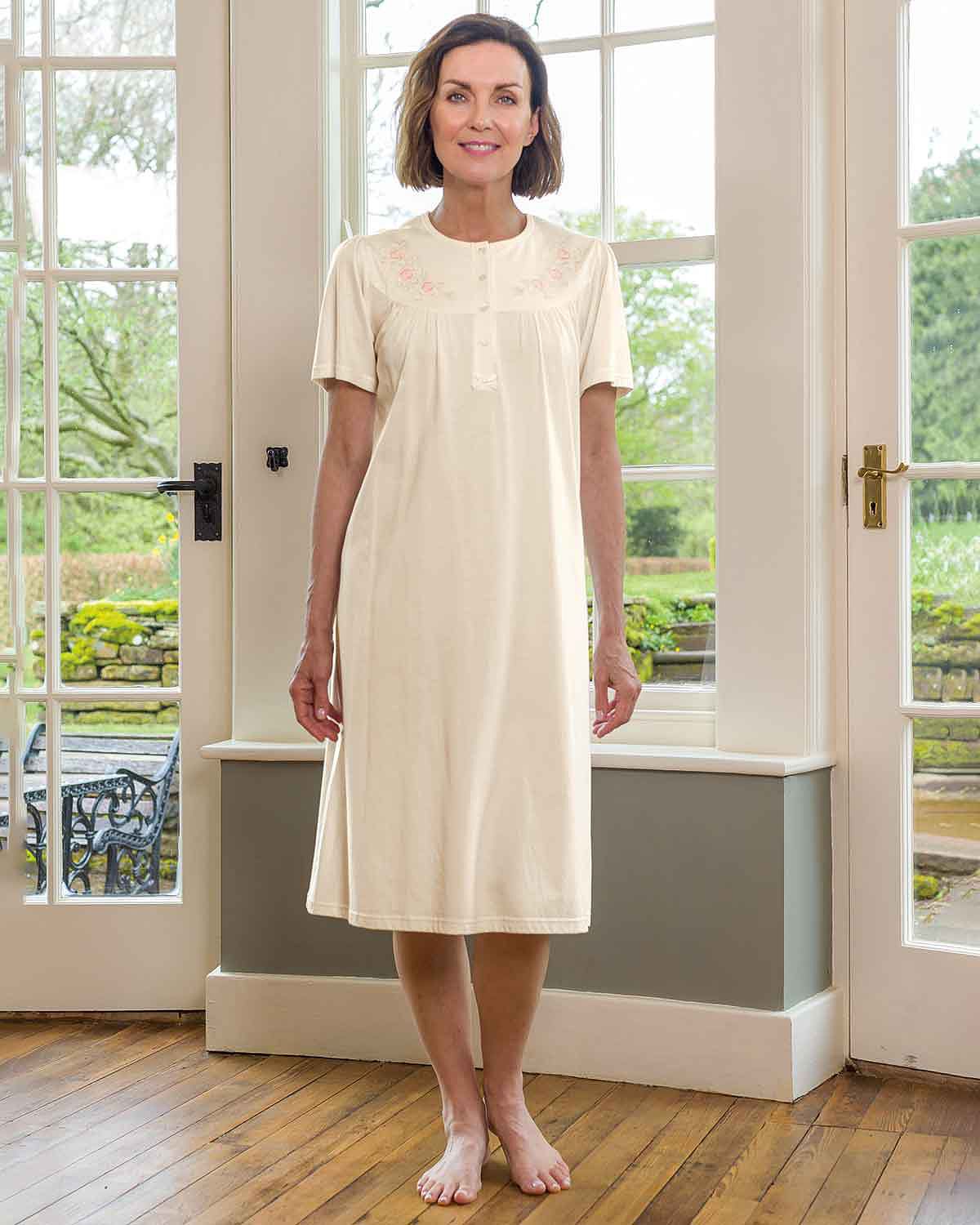 Slenderella Lorena Short Sleeve Cotton Nightdress - Country Collection