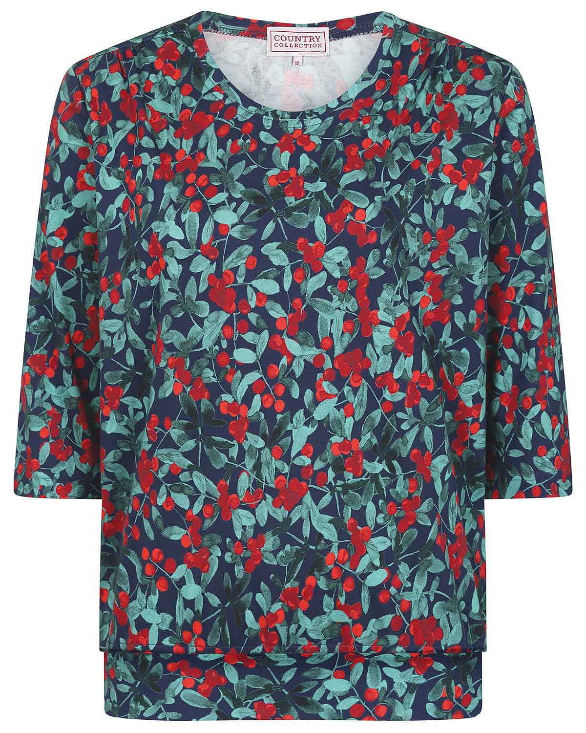 Ally Patterned 3/4 Sleeve Blouson Top - Image 3 - Country Collection