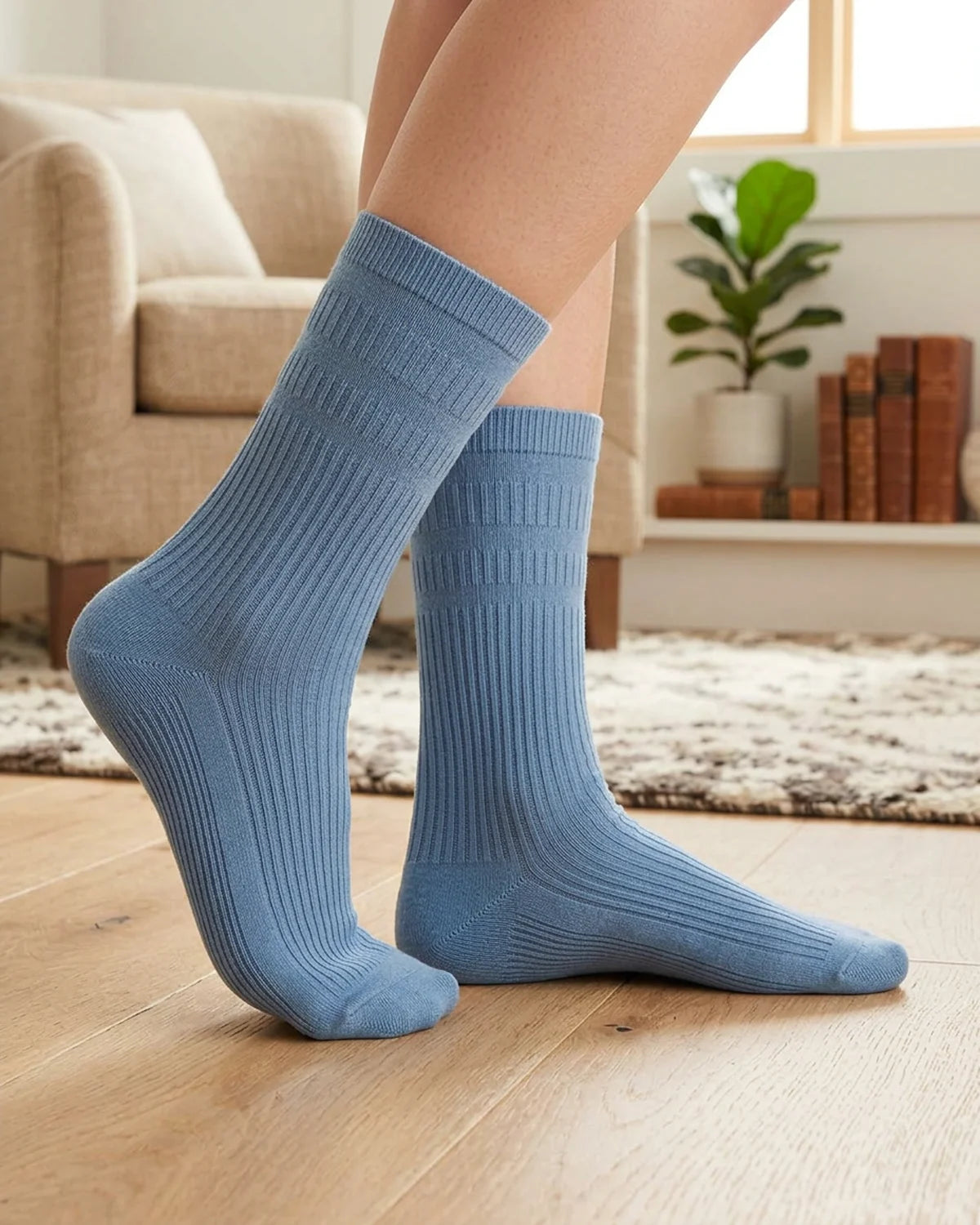 Ladies Cotton-Rich Socks - Denim Marl