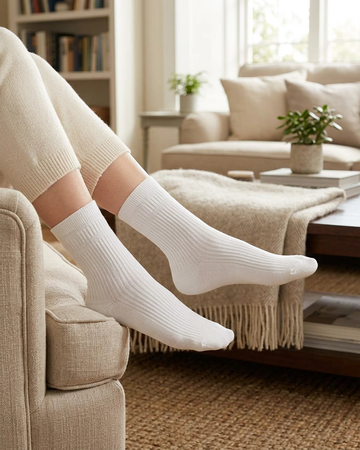 Ladies Cotton-Rich Socks - White