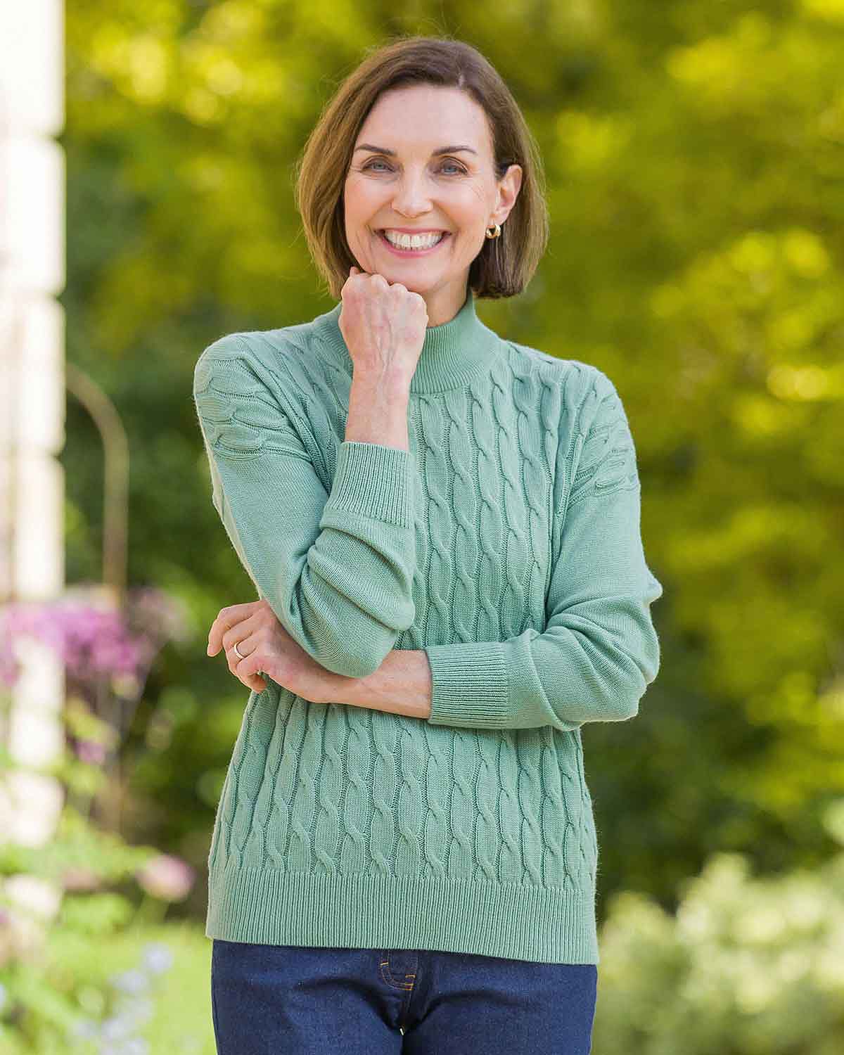 Wool Mix Sukie Cable Jumper - Fern - Country Collection