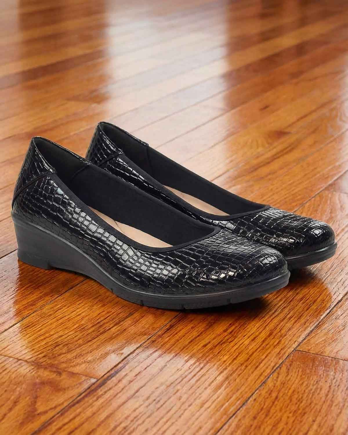 Lunar Slip On Winnie Ladies Wedge Shoe - Black - Country Collection
