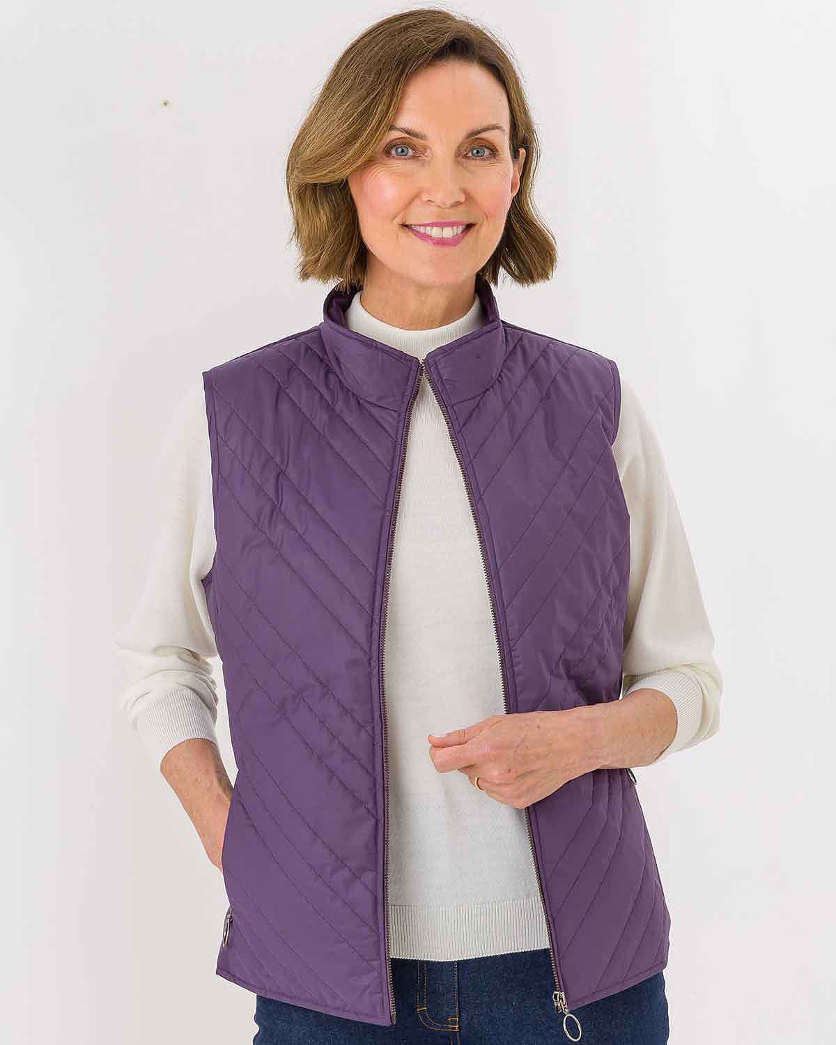 Quilted Padded Gilet - Wineberry - Country Collection