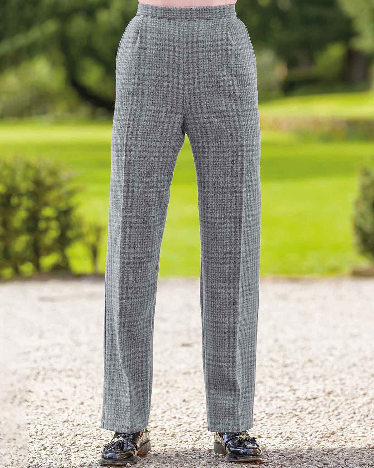 Glendale Checked Wool Blend Pull On Trousers - Country Collection
