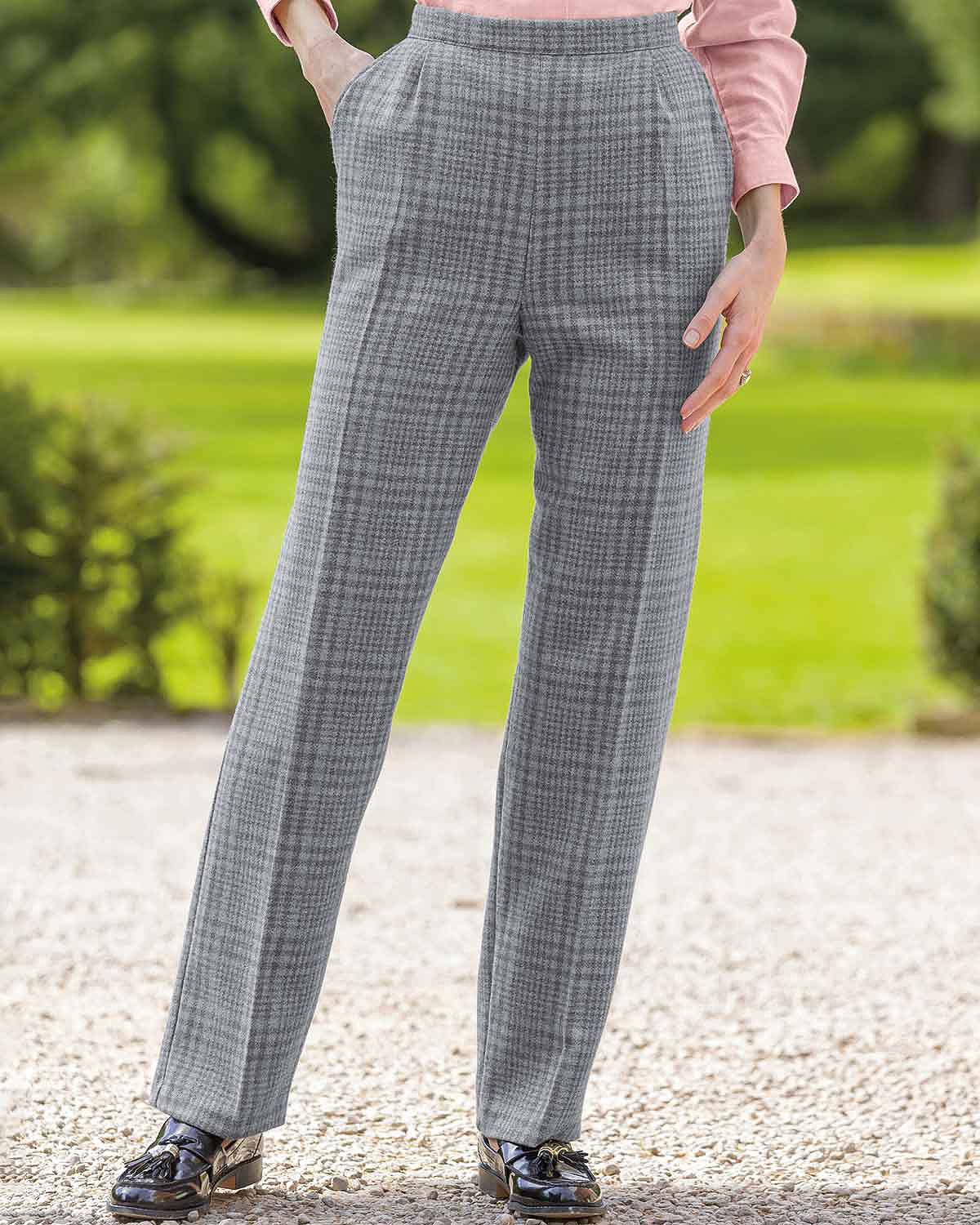 Glendale Checked Wool Blend Pull On Trousers - Image 2 - Country Collection