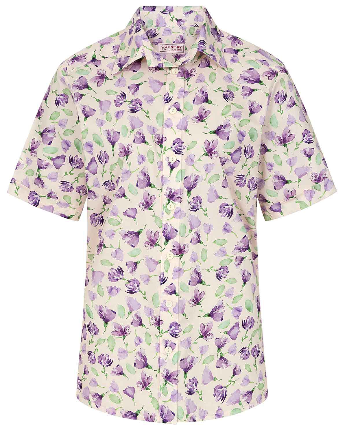 Sophia Floral Pure Cotton Short Sleeve Blouse - Image 3 - Country Collection