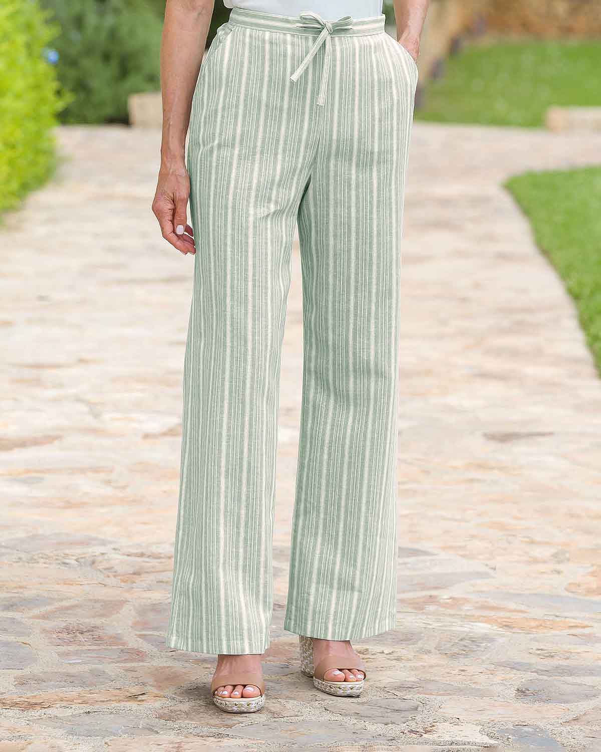 Anita Striped Linen Mix Pull On Trousers - Image 2 - Country Collection