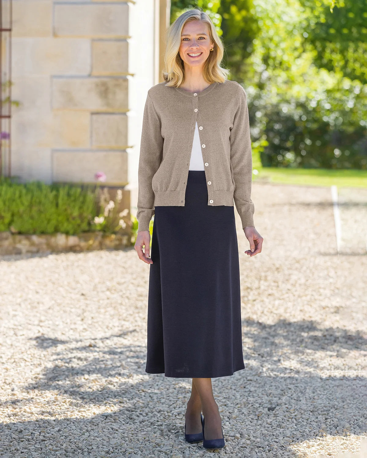 Ladies’ Isla Wool Blend Pull-On Skirt – Navy