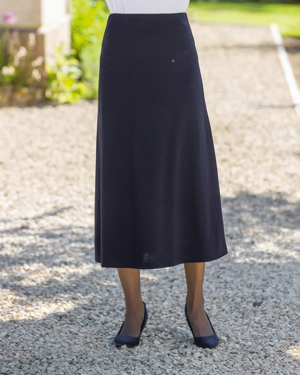 Isla Wool Blend Pull On Skirt - Navy