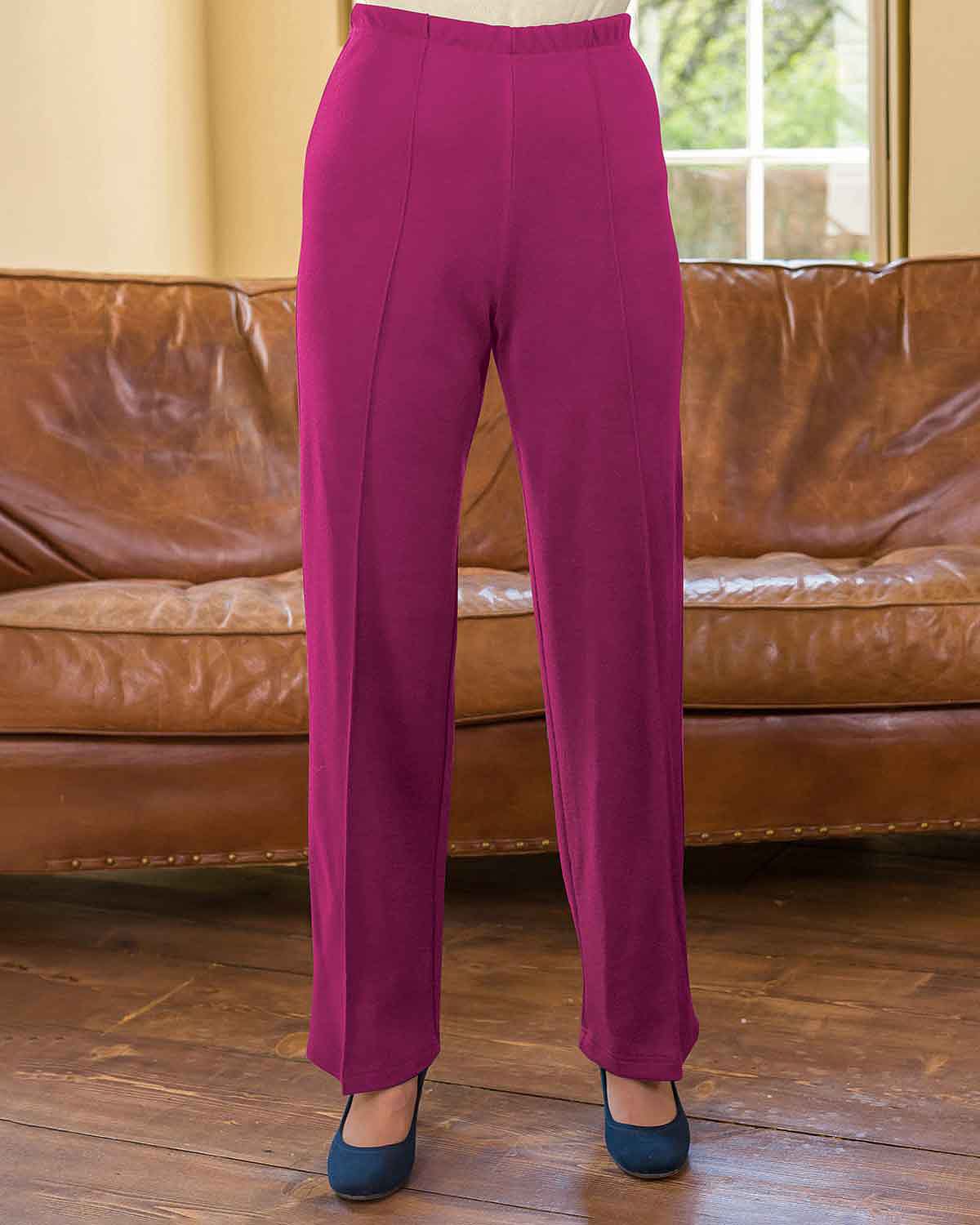 Isla Wool Blend Pull On Trousers - Raspberry - Country Collection