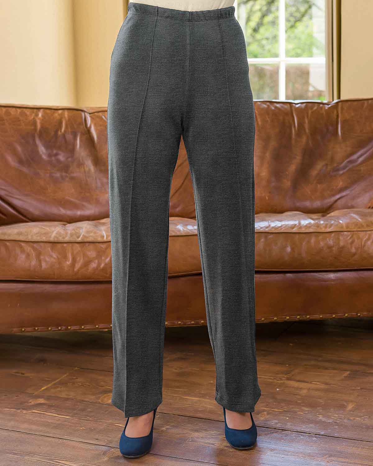 Isla Wool Blend Pull On Trousers - Charcoal - Country Collection