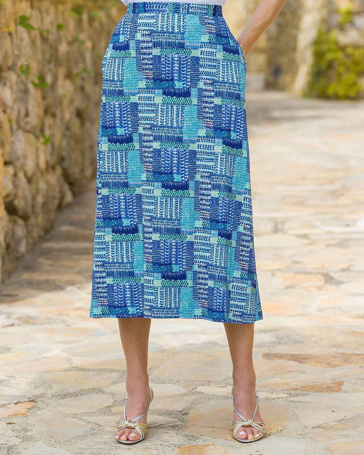 Leila Patterned Viscose Pull On Lined Skirt - Image 2 - Country Collection