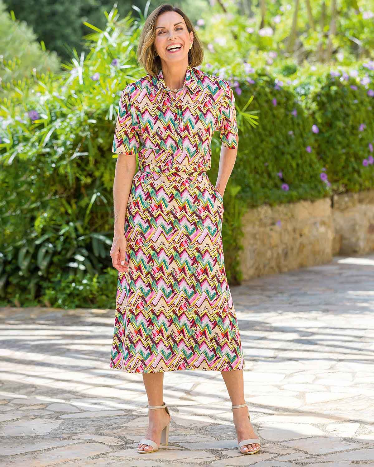 Tatiana Patterned Pure Cotton Pull On Lined Skirt - Image 4 - Country Collection
