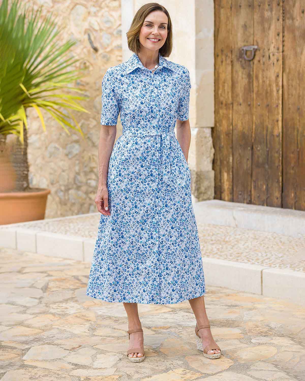 Ashley Floral Pure Cotton Short Sleeve Dress - Country Collection