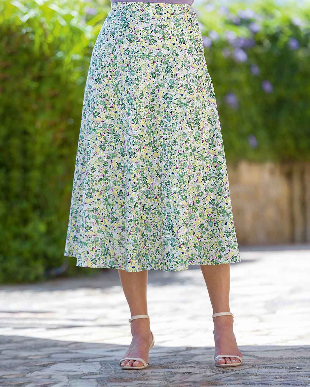 Bessie Pure Cotton Floral Lined Skirt - Country Collection