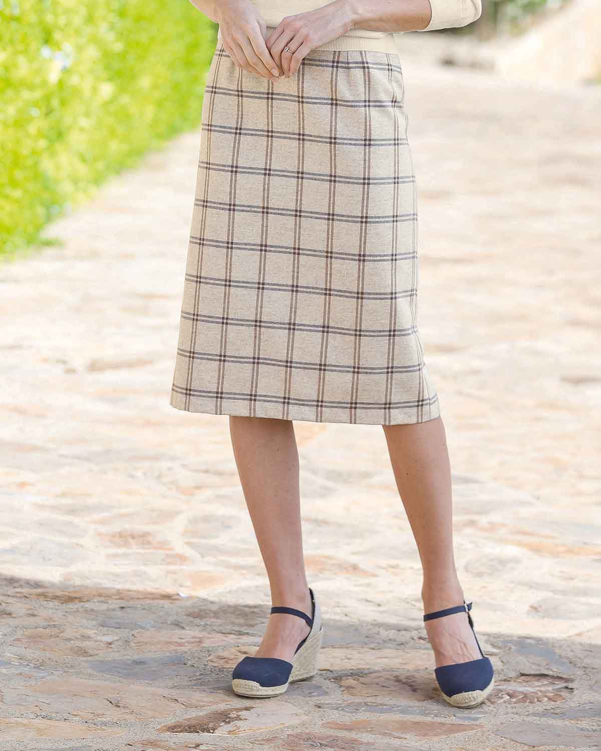 Embleton Checked Wool Blend Straight Skirt - Image 2 - Country Collection