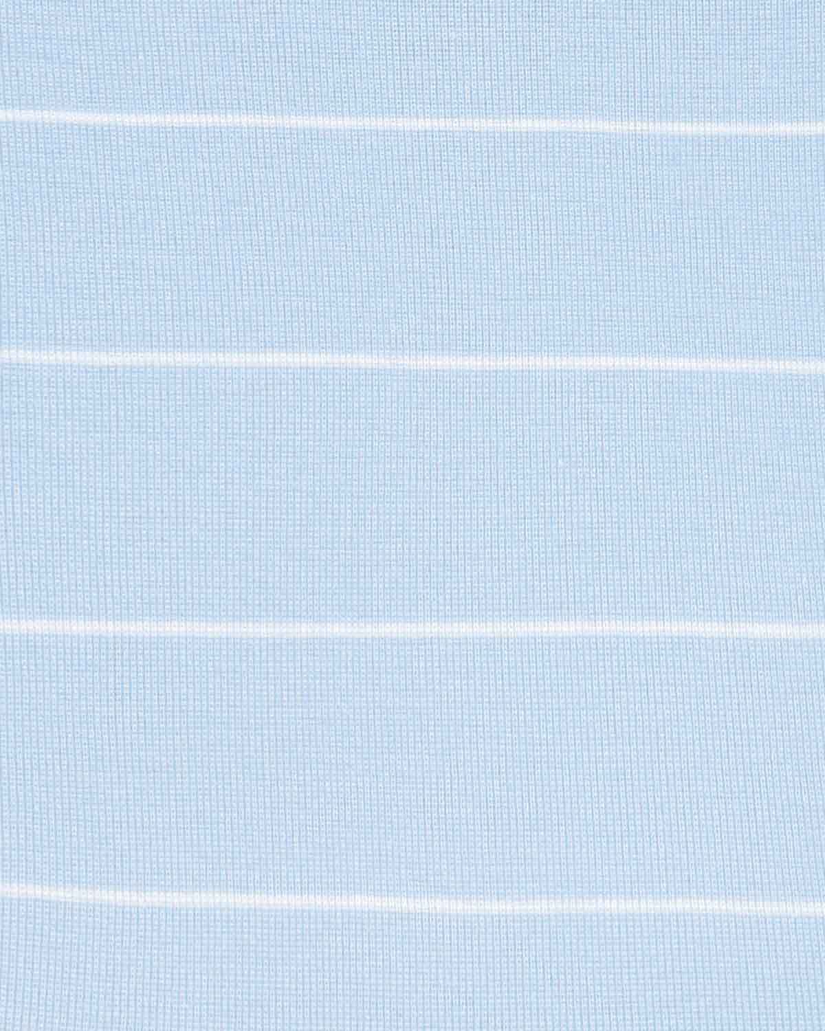 Sarah Pale Blue Striped Long Sleeve Cotton Polo Top - Image 4 - Country Collection
