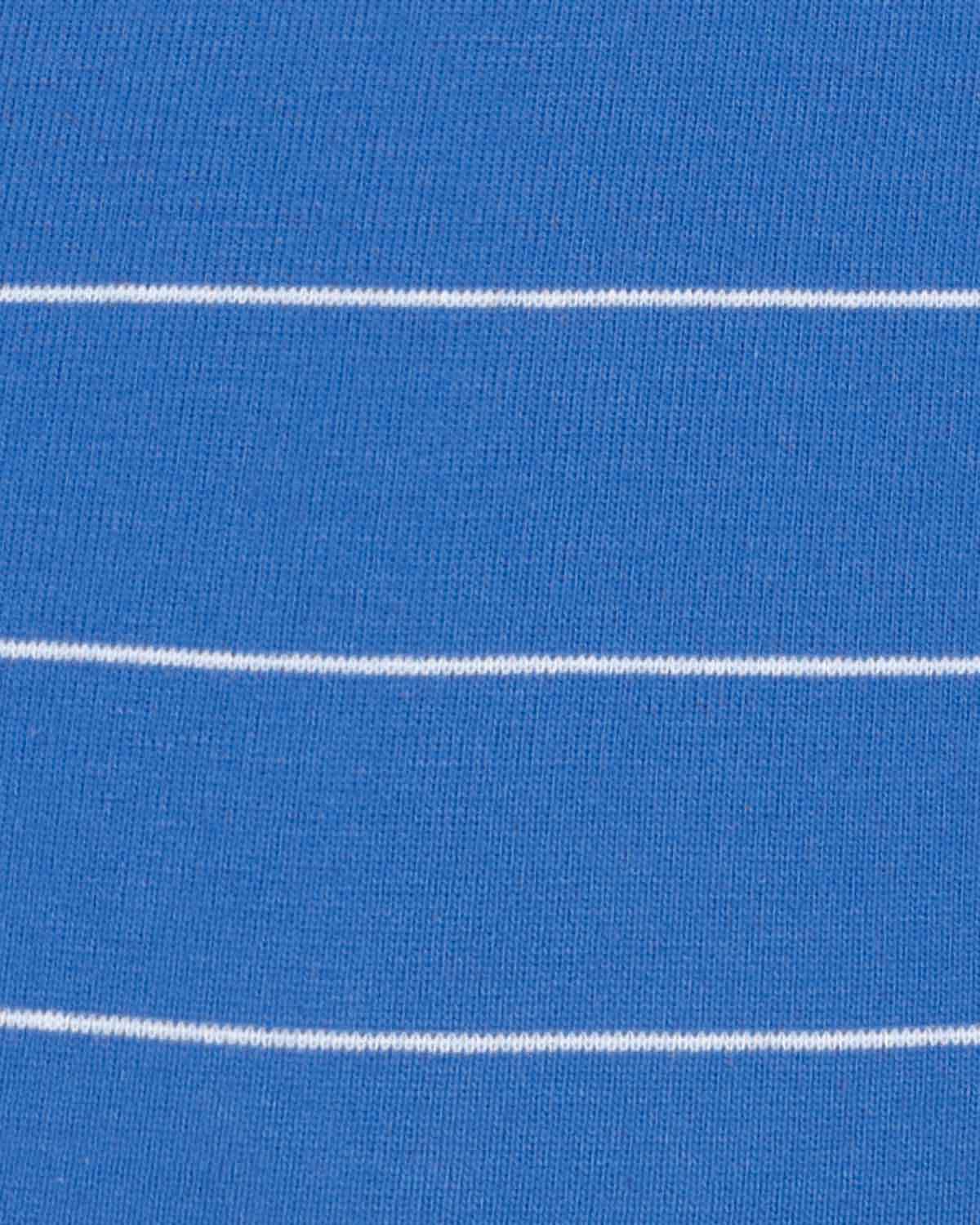 Sarah Sapphire Striped Long Sleeve Cotton Polo Top - Image 4 - Country Collection