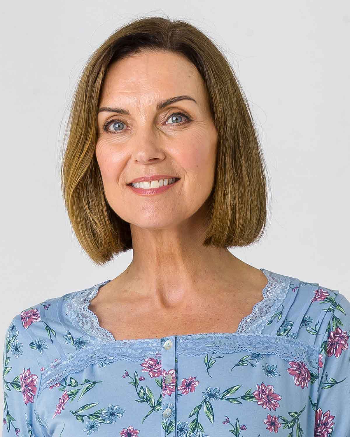 Caroline Floral Long Sleeve Cotton Jersey Nightdress - Image 2 - Country Collection