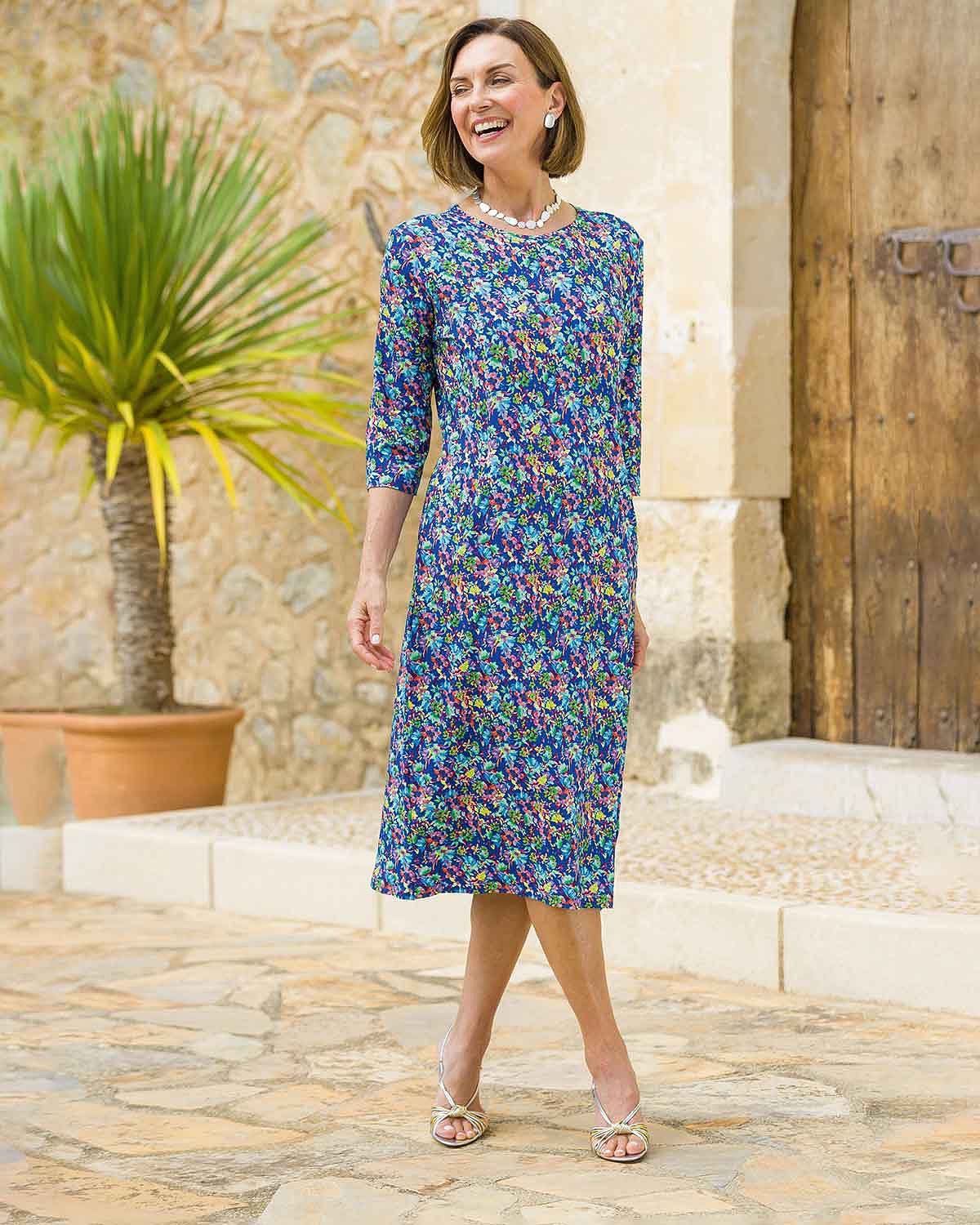 Isadora Floral Viscose 3/4 Sleeved Dress - Image 2 - Country Collection