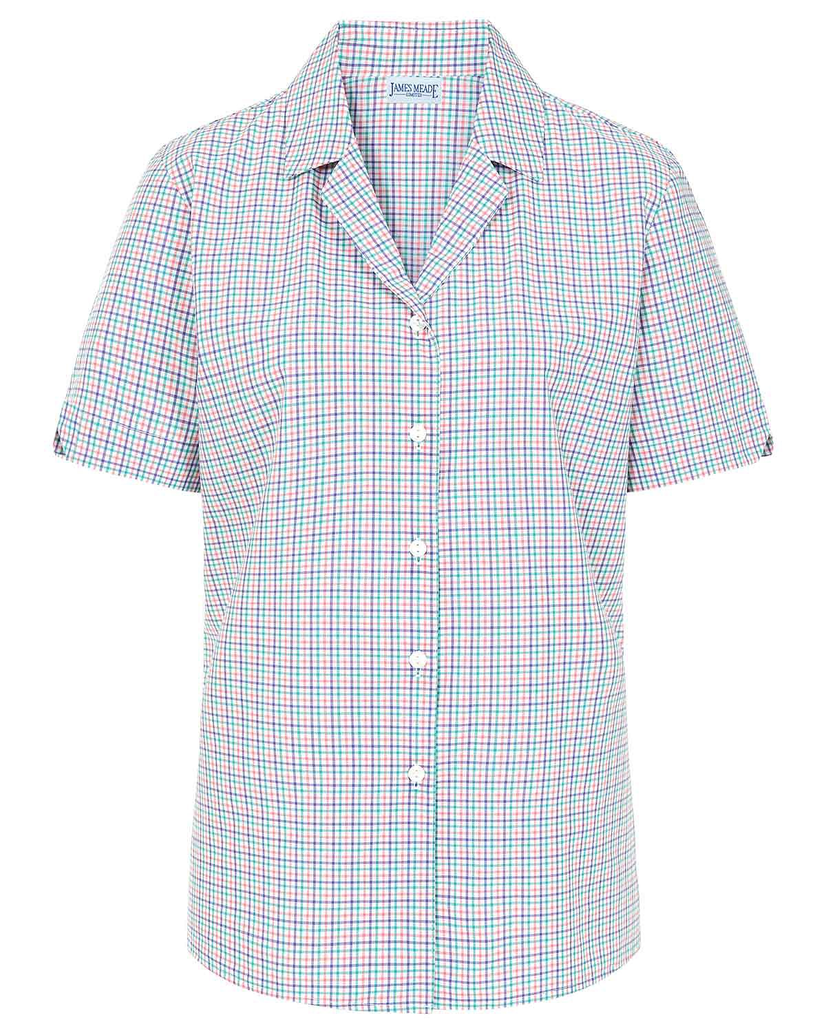 Eileen Checked Pure Cotton Short Sleeve Blouse - Image 3 - Country Collection