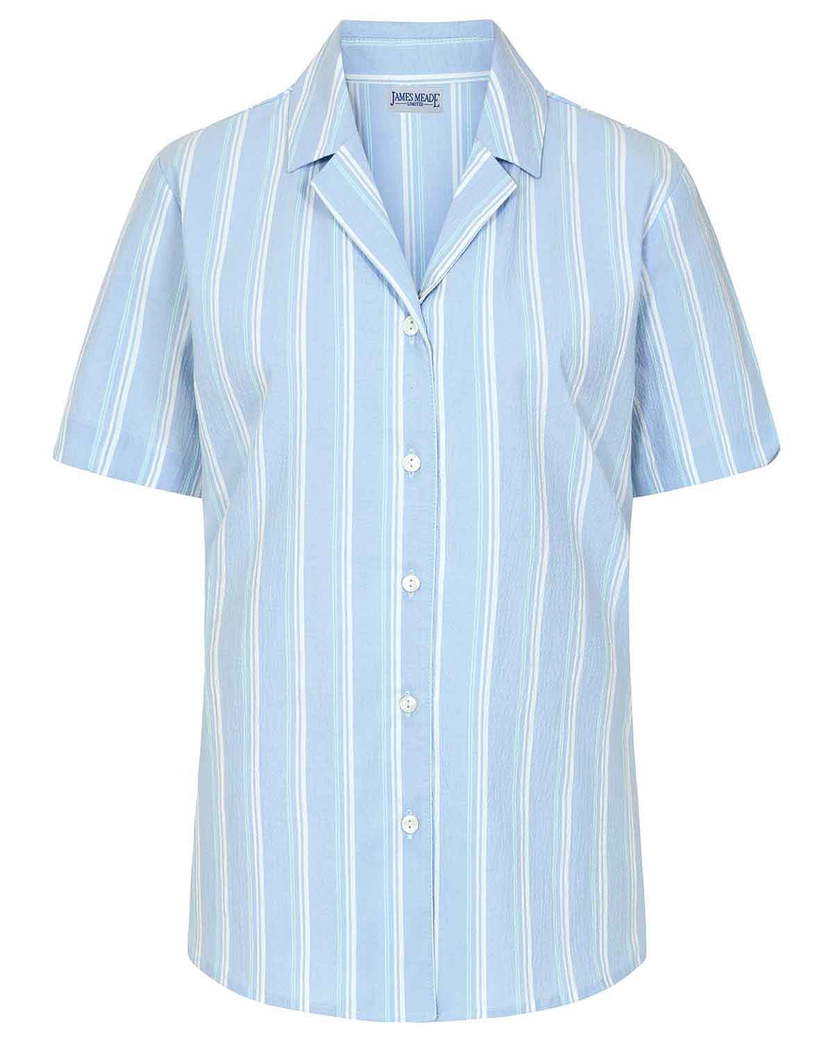 Allegra Striped Cotton Rich Short Sleeve Blouse - Image 3 - Country Collection