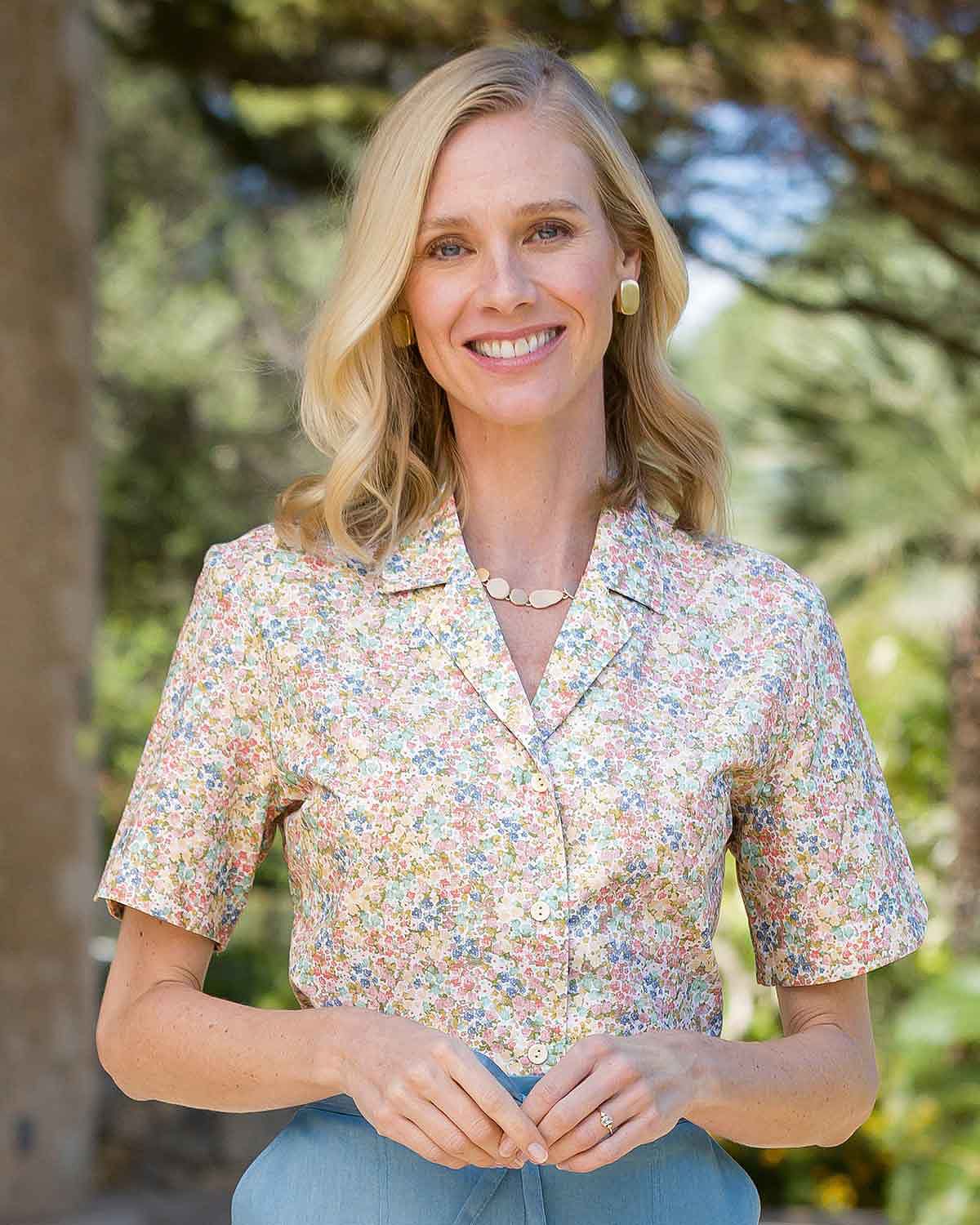 Libby Floral Pure Cotton Short Sleeve Blouse - Country Collection