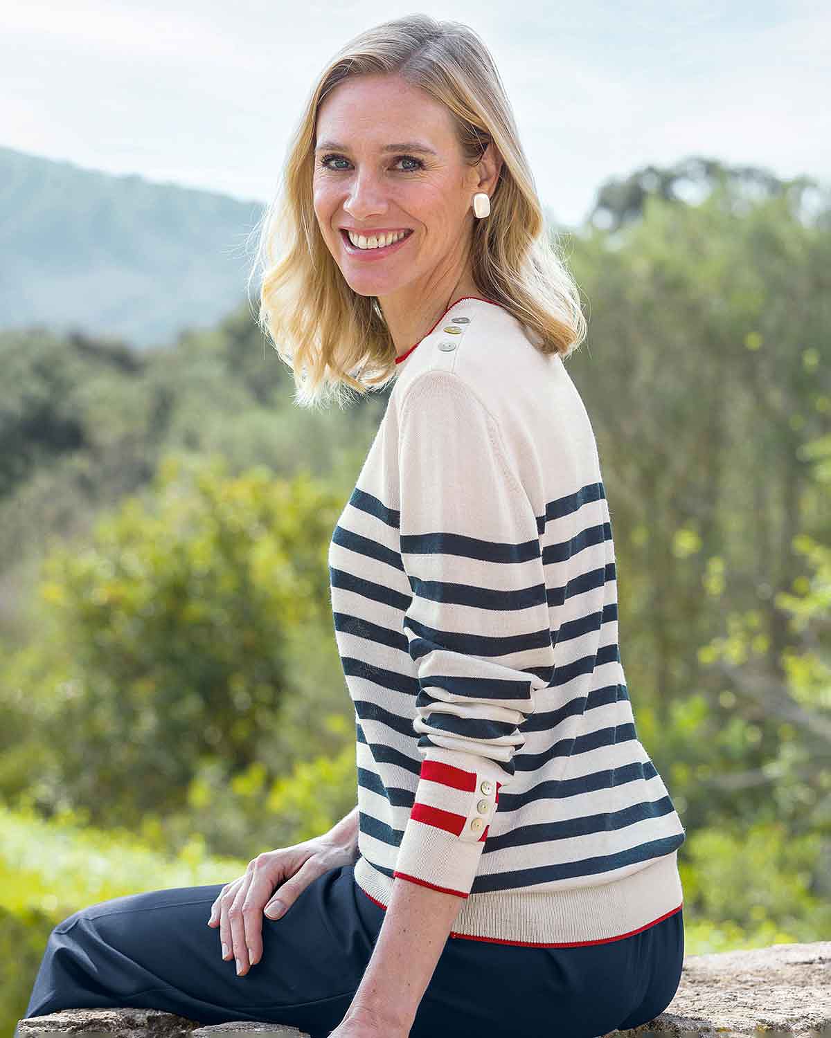 Wool Mix Cora Striped Jumper - Image 2 - Country Collection