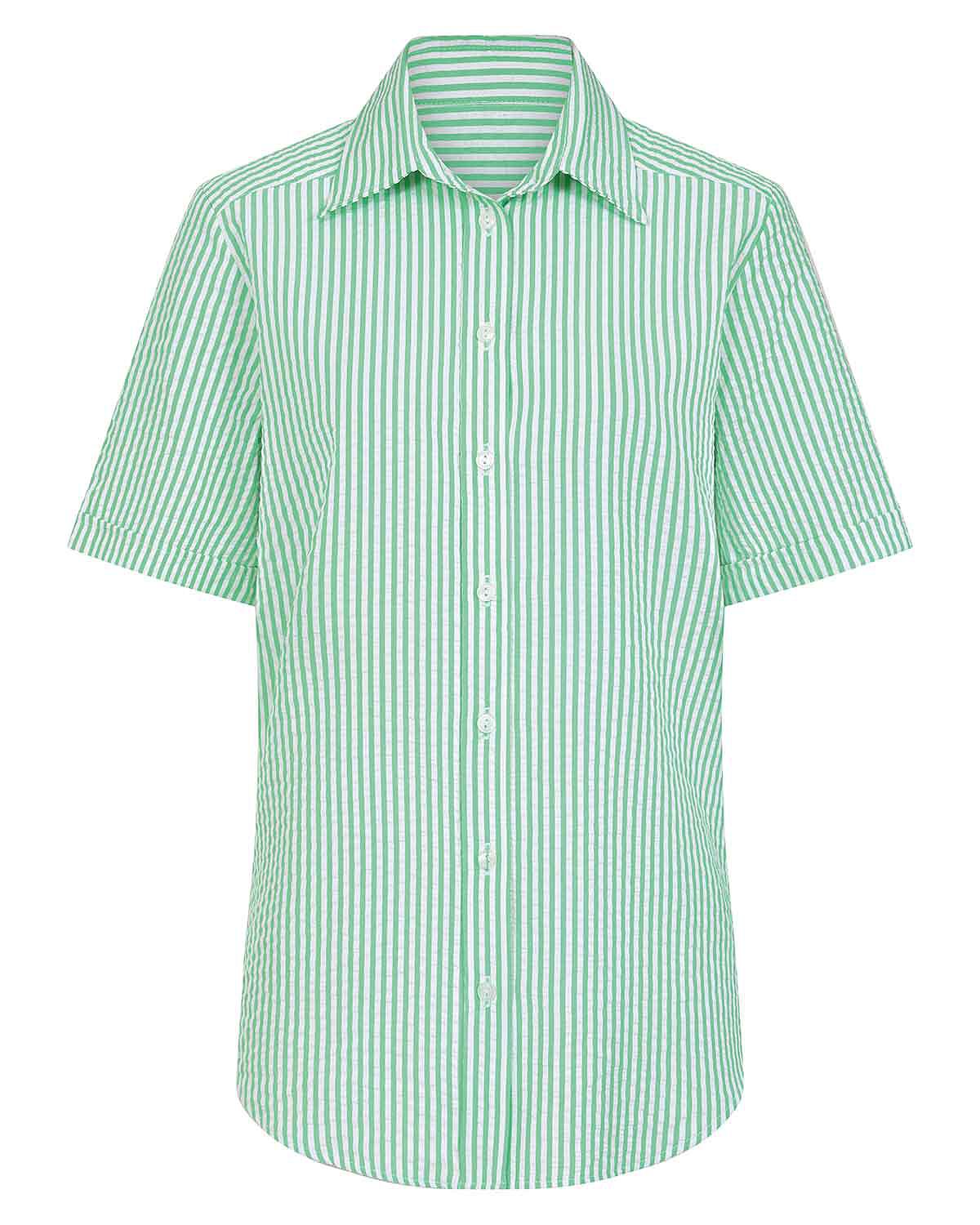 Maryanne Green Striped Cotton Mix Short Sleeve Blouse - Image 4 - Country Collection